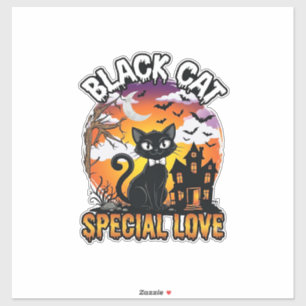 Adesivo Gato Preto Amor Especial Halloween Casa Assombrada