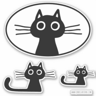 Adesivo Gato Preto Curioso   Vinhetas para gatos engraçado