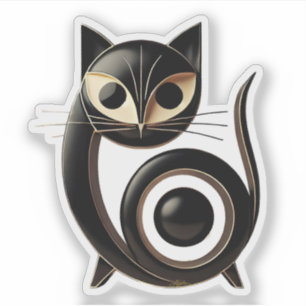 Adesivo Gato Preto de Arte Moderna do meio século