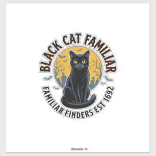 Adesivo Gato Preto Familiar Desenho de Resgate de Hallowee