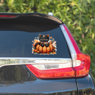 Adesivo Gato Preto na Abóbora com Padrão de Inclinação de 