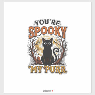 Adesivo Gato Preto Sinistro Pun Halloween Gravura Vintage