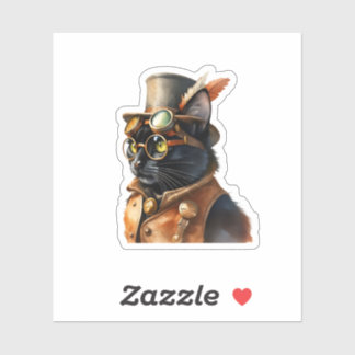 Adesivo Gato Preto Steampunk