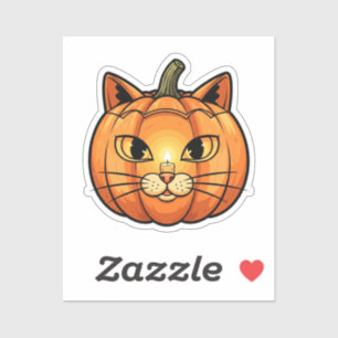Adesivo Gato Pumpkin Lanterna - Vinheta Halloween