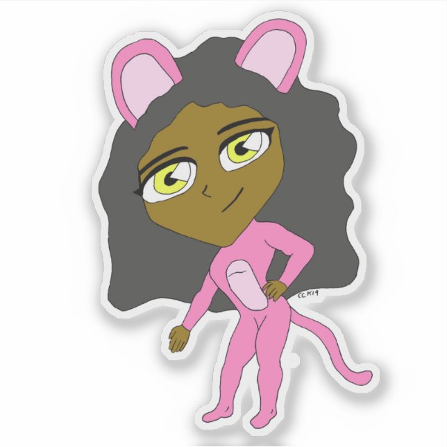 Adesivo gato rosa (Frente)