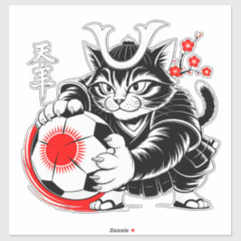 Adesivo Gato Samurai Artístico Futebol Para Laptops e Carr