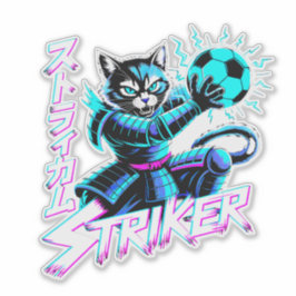 Adesivo Gato Samurai Striker de Arte Glitch para console d