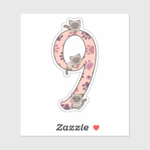 Adesivo Gato Siamês Nono Aniversário Para Crianças Gatos V