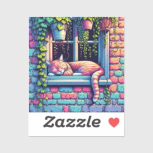 Adesivo Gato Sonolento na Janela Envia Arte Ai