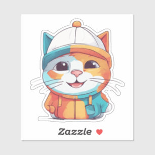 Adesivo Gato sorridente Vestindo Chapéu Clipart-78199