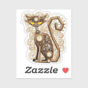 Adesivo Gato Steampunk Máquina Estilo Vintage Retro