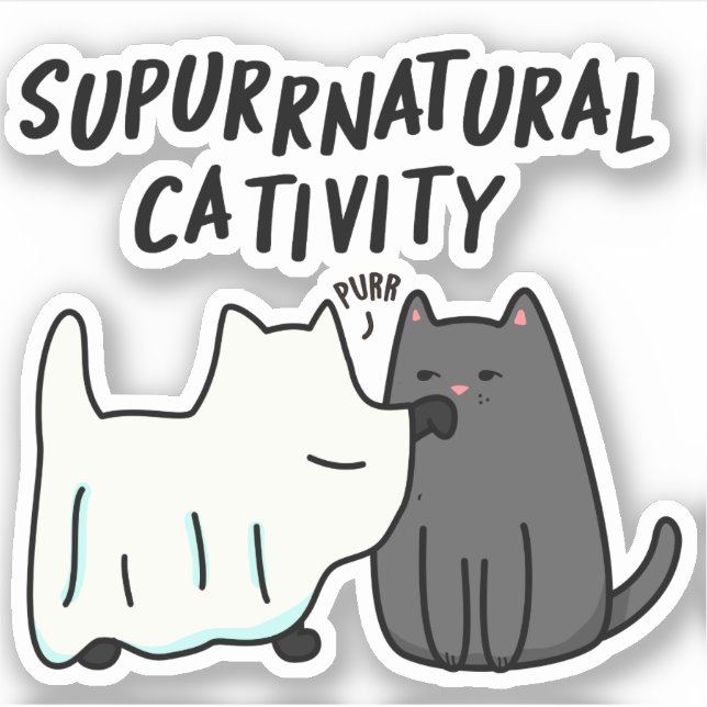 Adesivo Gato Su-Purr-Natural Engraçado (Frente)