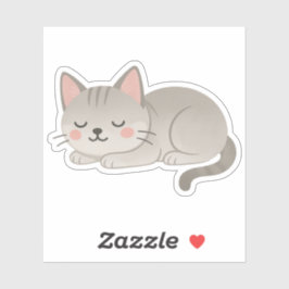 Adesivo Gato Tabby Cinza Doce – Gatinho de Desenho Animado