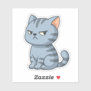 Adesivo Gato Tabby Cinza Mal-humorado