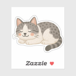 Adesivo Gato Tabby Cinza Malhado Fofo Dormindo
