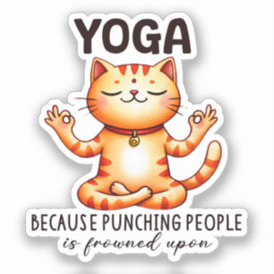 Adesivo Gato Yoga Pose - Ioga Engraçada