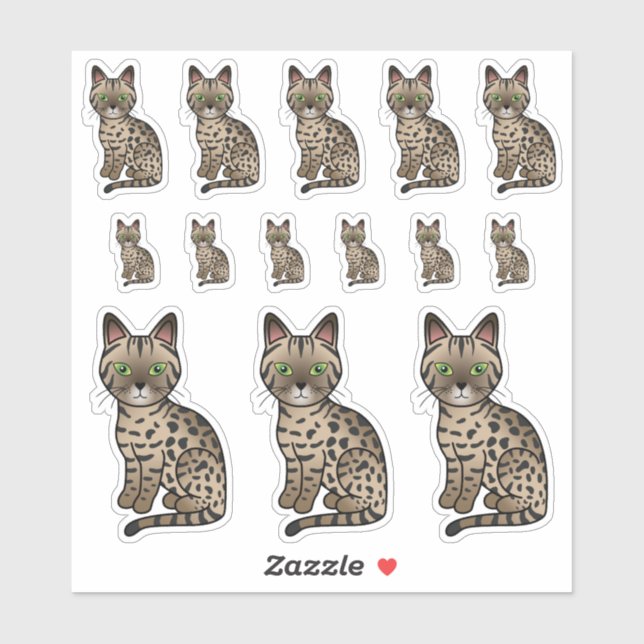 Adesivo Gatos de Cartoon Egípcios de Mau-Cute em Bronze (Folha)