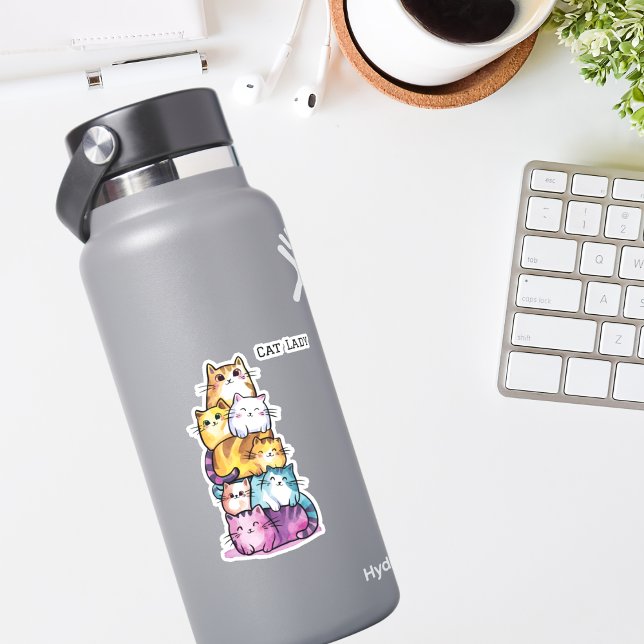 Adesivo Gatos De Cores Aquáticas, Gama De Gato, Minimalist (Criador carregado)