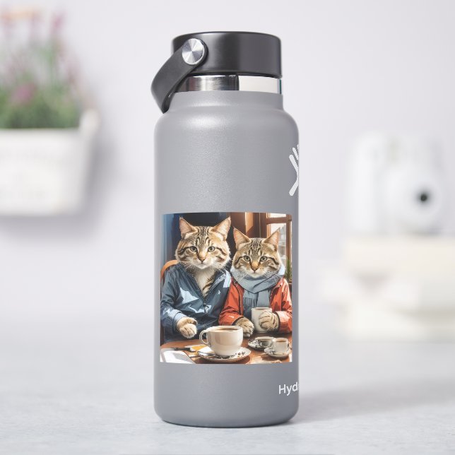 Adesivo Gatos e Café (HidroFlask)