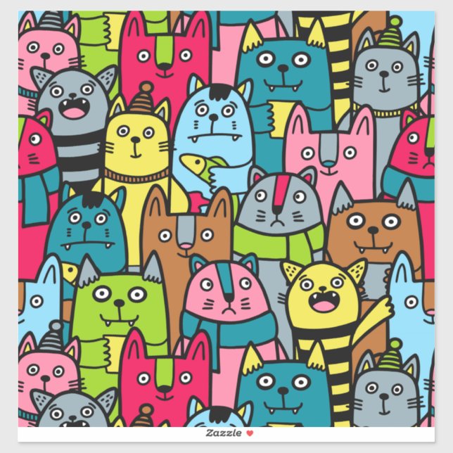 Adesivo Gatos e gatinhos (Folha)