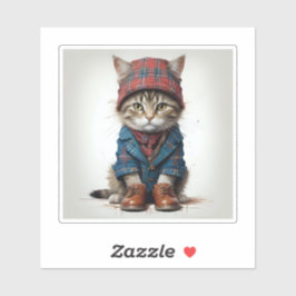 Adesivo Gatos em Disguise Escocesa - gatos-tartã encantado