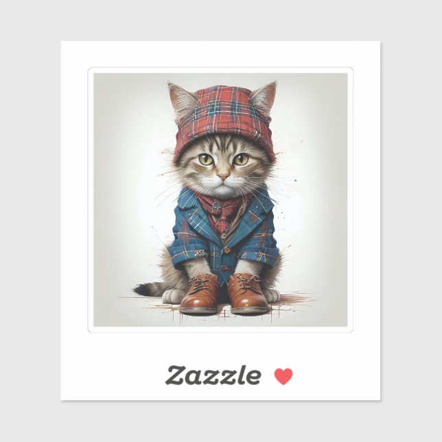 Adesivo Gatos em Disguise Escocesa - gatos-tartã encantado (Folha)