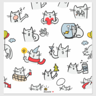Adesivo Gatos engraçados, leite e magia.