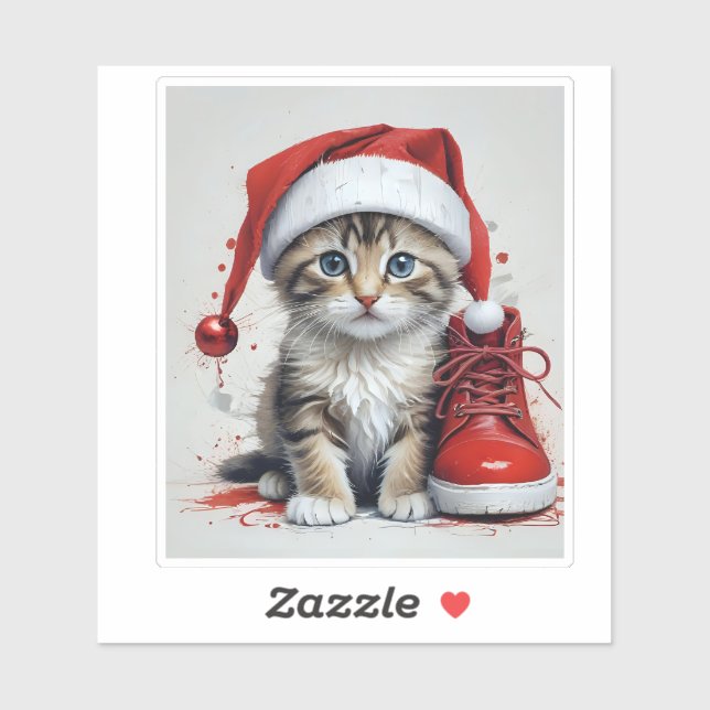 Adesivo Gatos Festivos nas Festas de Natal - Víblias de Fé (Folha)