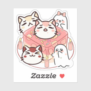 Adesivo Gatos Kawaii Fofos e Ritual Mágico de Gelatina