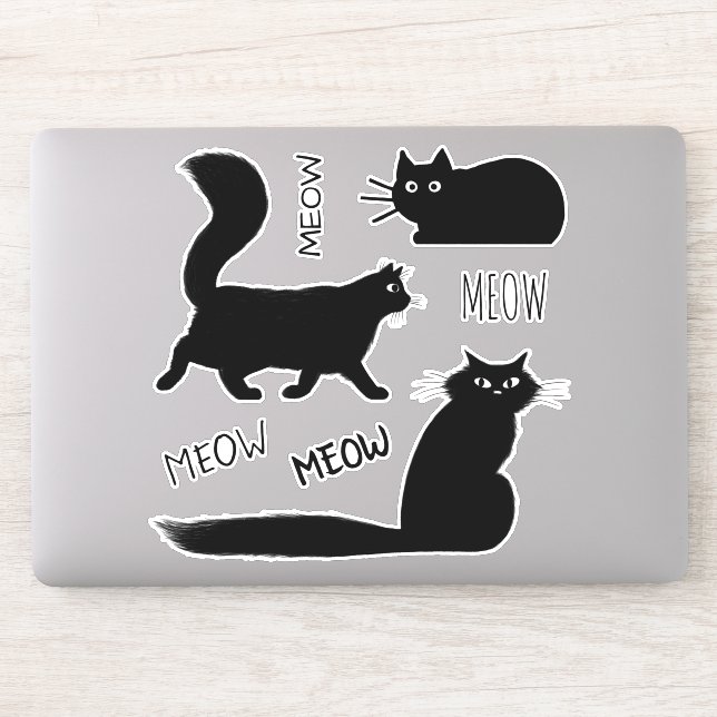 Adesivo Gatos legal de Gatinho Preto, Meow Meow Vinyl Stic (Computador)