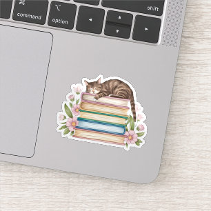 Adesivo Gatos, Livros e Flores