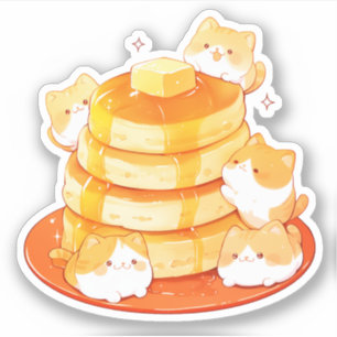 Adesivo Gatos Mochi Cujo Gato Fluffy Pancake Pancake É Jap