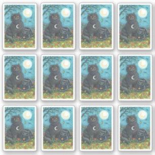 ADESIVO GATOS NEGROS DE ARTE PASTA ENROLADOS SOB GRANDE LU