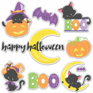 Adesivo Gatos Pretos De Halloween Contam
