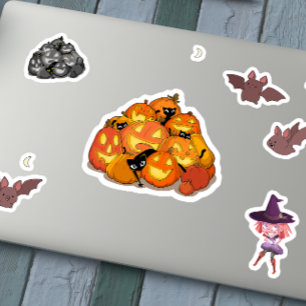 Adesivo Gatos Pretos e Abóboras Brilhantes Halloween