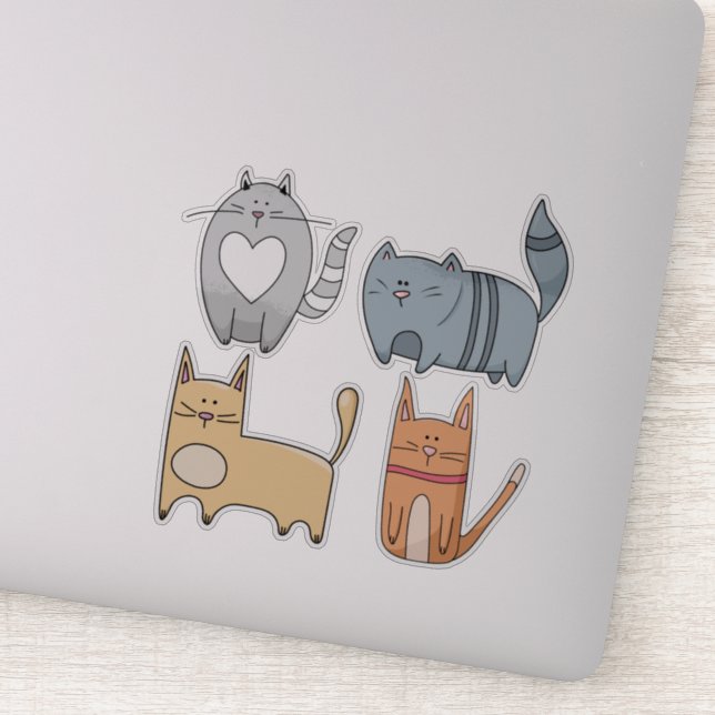 Adesivo GATOS Super bonitos conjunto de 4 Laptop (Detalhe)
