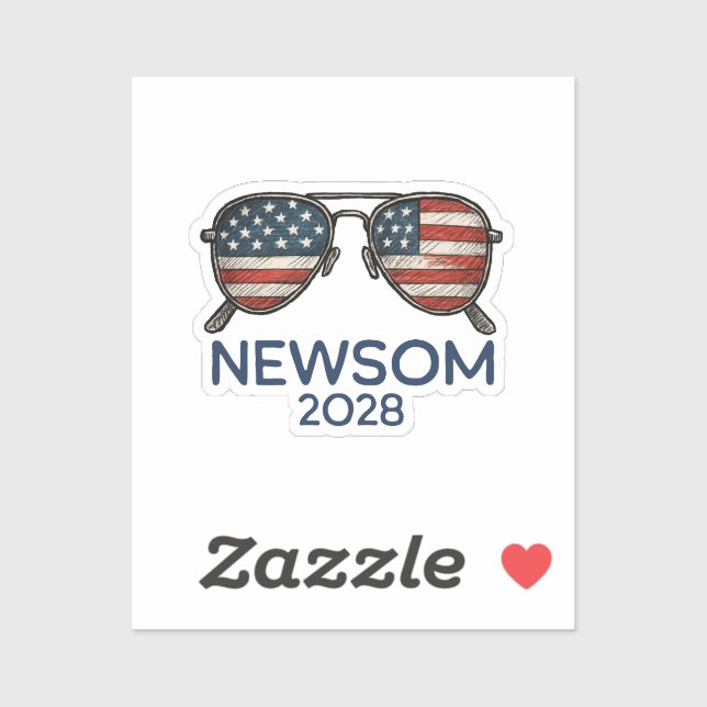 Adesivo Gavin Newsom 2028 Para O Presidente Sunglass (Folha)