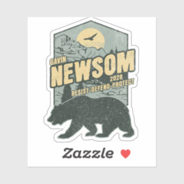 Adesivo Gavin Newsom 2028 resiste à defesa