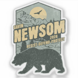 Adesivo Gavin Newsom 2028 Resistir Proteger Defender