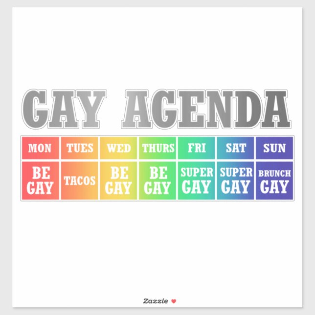 Adesivo Gay Agenda | Rainbow Ombre Funny Orgulho gay (Folha)
