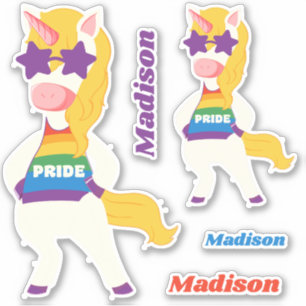 Adesivo Gay de Nome Personalizado Unicorn