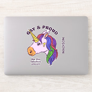 Adesivo Gay de Texto Personalizado Unicorn