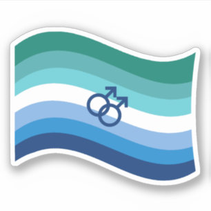 Adesivo Gay Male Love Pride Azure Wavy Flag
