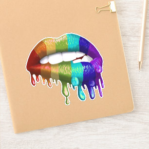 Adesivo Gay Pride Arco-íris Mordendo Lábios