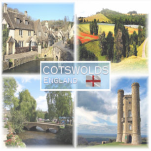 Adesivo GB Cotswolds, Castle Combe, panorama do Campo,