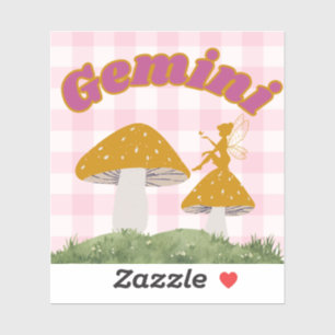 Adesivo Gemini Cottagecore Aestética Fada Mushroom Art