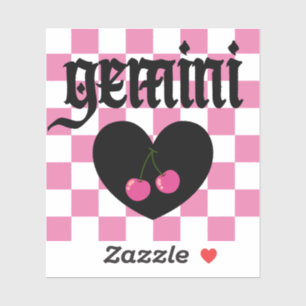 Adesivo Gemini Gothic Aestética Checkered Cherry Art