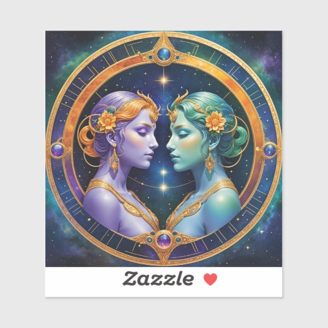 Adesivo Gemini Zodiac Stickers, Celestial Zodiac (Folha)