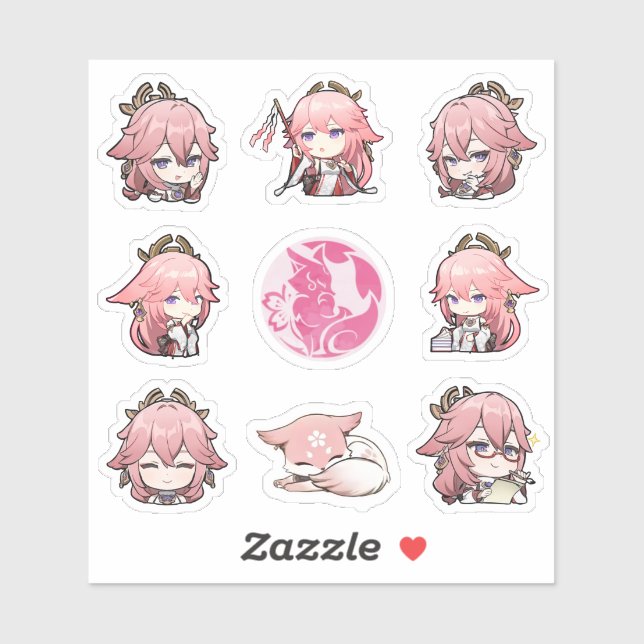 Adesivo Genshin Impact Yae Miko Stickers (Folha)