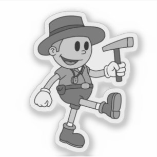 Adesivo Geólogo Cartoon Retro (Preto e Branco) Vinil